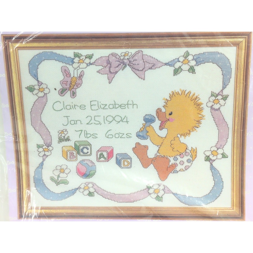 Janlynn Suzy's Zoo Baby's Friends Birth Announcement Cross Stitch Kit